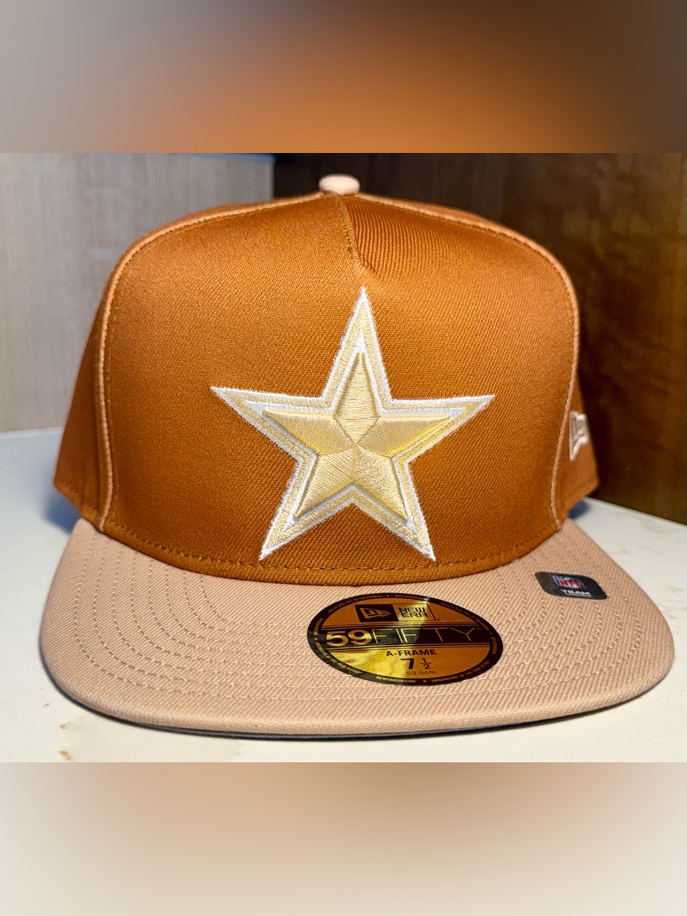 New Era A-Frame Dallas Burnt Orange w/Cream Star 59FIFTY Fitted Cap NWT